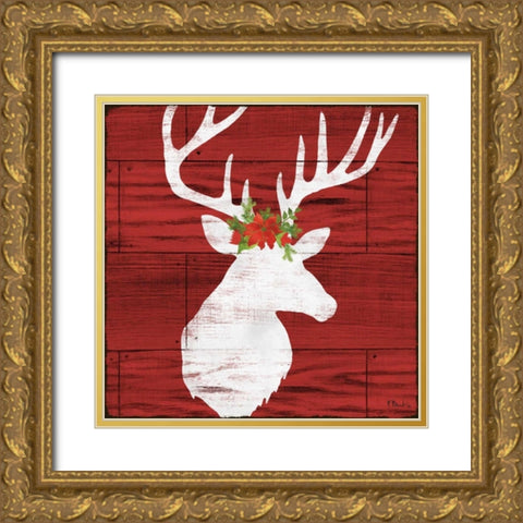 Holiday Lodge Silhouette I Gold Ornate Wood Framed Art Print with Double Matting by Brent, Paul