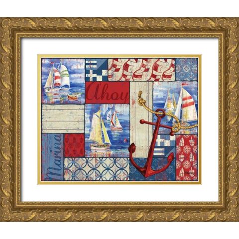 Starboard Collage Gold Ornate Wood Framed Art Print with Double Matting by Brent, Paul