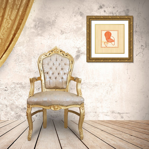 Retro Patio Chair I Gold Ornate Wood Framed Art Print with Double Matting by Brent, Paul