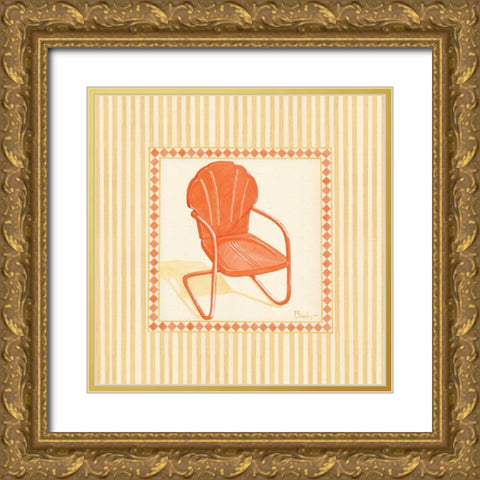 Retro Patio Chair I Gold Ornate Wood Framed Art Print with Double Matting by Brent, Paul