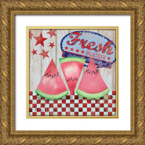 Juicy Watermelon I Gold Ornate Wood Framed Art Print with Double Matting by Brent, Paul
