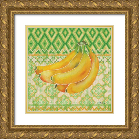 Fruit Ikat III Gold Ornate Wood Framed Art Print with Double Matting by Brent, Paul