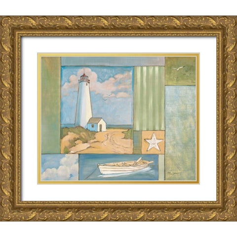Lighthouse Collage I Gold Ornate Wood Framed Art Print with Double Matting by Brent, Paul