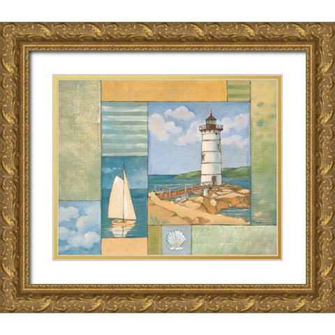 Lighthouse Collage II Gold Ornate Wood Framed Art Print with Double Matting by Brent, Paul