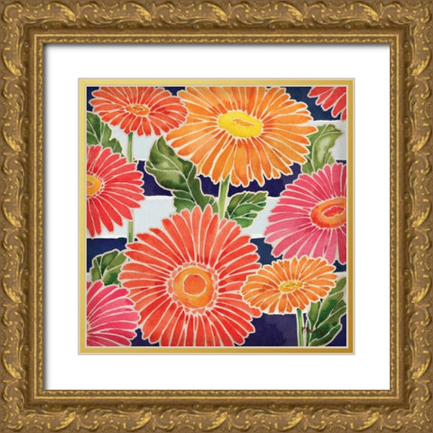 Gerbera Daisy Garden I Gold Ornate Wood Framed Art Print with Double Matting by Brent, Paul