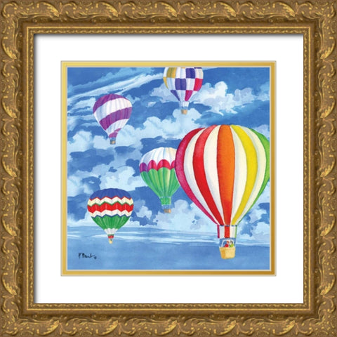 Balloons II Gold Ornate Wood Framed Art Print with Double Matting by Brent, Paul