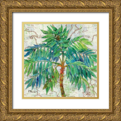 Aqueous Palm I Gold Ornate Wood Framed Art Print with Double Matting by Brent, Paul