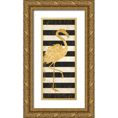 Gold Coast Flamingo Gold Ornate Wood Framed Art Print with Double Matting by Brent, Paul