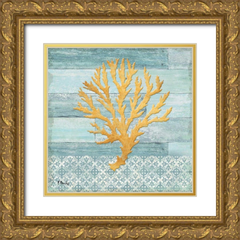 Clearwater Coral IV Gold Ornate Wood Framed Art Print with Double Matting by Brent, Paul