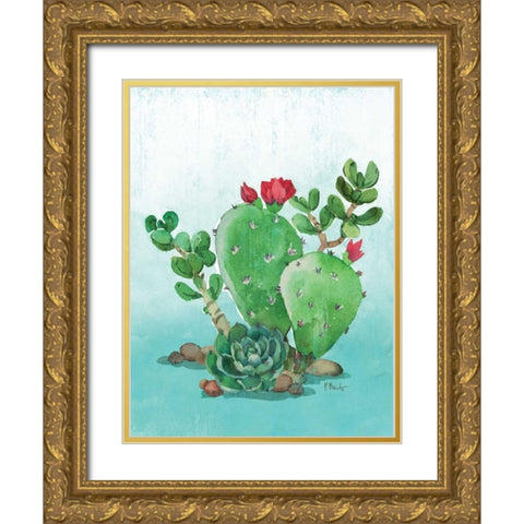 Cactus IV Gold Ornate Wood Framed Art Print with Double Matting by Brent, Paul