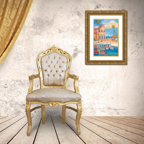 Beach Club I Gold Ornate Wood Framed Art Print with Double Matting by Brent, Paul