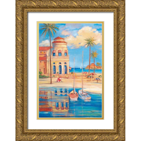 Beach Club I Gold Ornate Wood Framed Art Print with Double Matting by Brent, Paul
