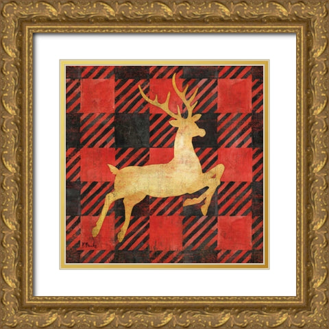 Buffalo Check Reindeer I Gold Ornate Wood Framed Art Print with Double Matting by Brent, Paul