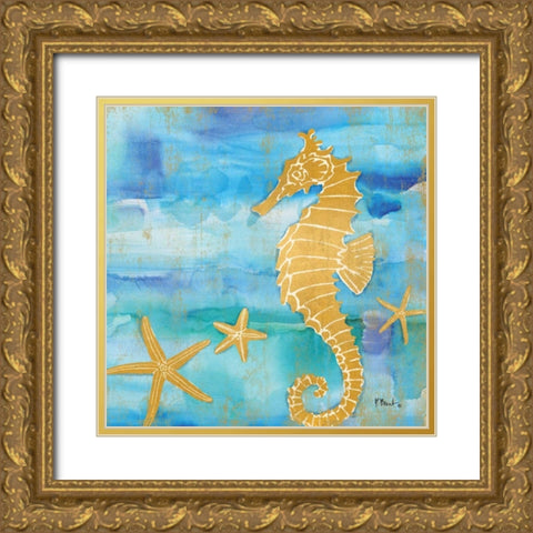 Aurora Seahorse Gold Ornate Wood Framed Art Print with Double Matting by Brent, Paul