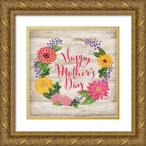 Happy Mothers Day Gold Ornate Wood Framed Art Print with Double Matting by Brent, Paul