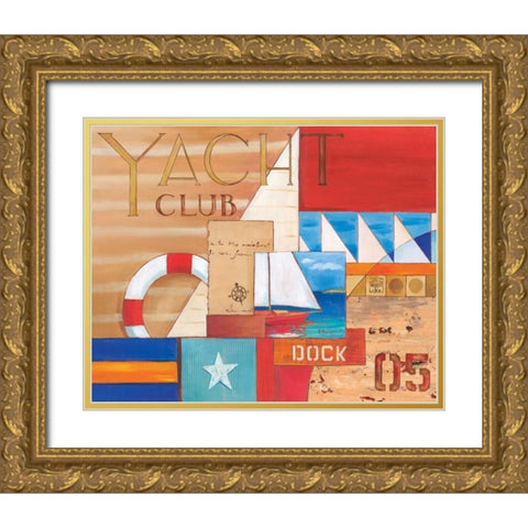 Portofino Collage I Gold Ornate Wood Framed Art Print with Double Matting by Brent, Paul