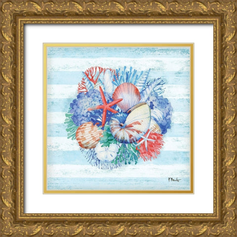 Captiva Shells Bouquet Gold Ornate Wood Framed Art Print with Double Matting by Brent, Paul