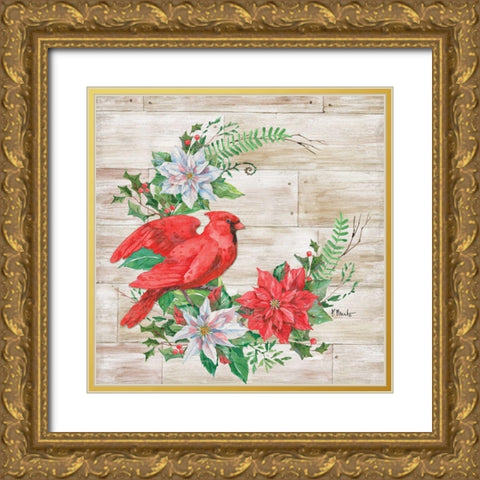 Holiday Cardinal I Gold Ornate Wood Framed Art Print with Double Matting by Brent, Paul