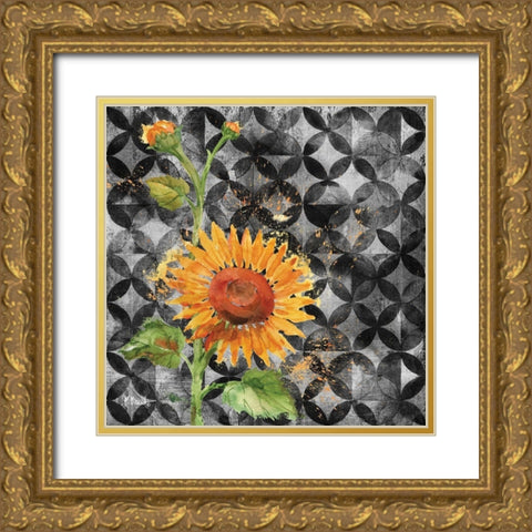 Arianna Sunflowers I Gold Ornate Wood Framed Art Print with Double Matting by Brent, Paul