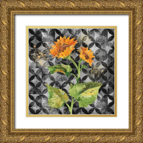 Arianna Sunflowers II Gold Ornate Wood Framed Art Print with Double Matting by Brent, Paul