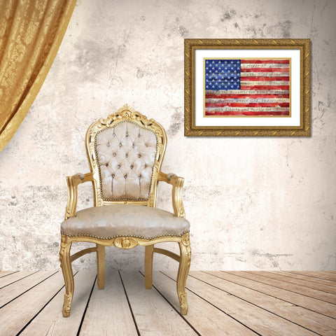 All American Flag I Gold Ornate Wood Framed Art Print with Double Matting by Brent, Paul