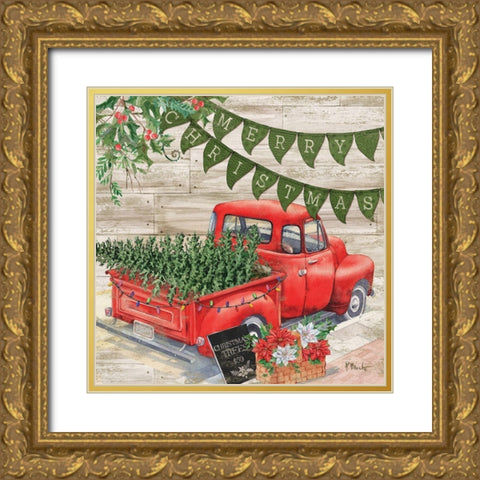 Farmhouse Pick-Up Holiday Gold Ornate Wood Framed Art Print with Double Matting by Brent, Paul