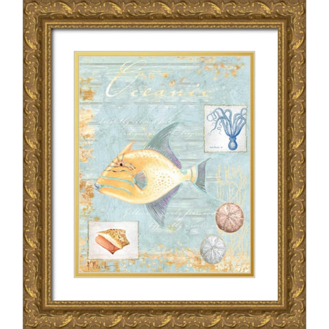 Oceanic Gold Ornate Wood Framed Art Print with Double Matting by Brent, Paul