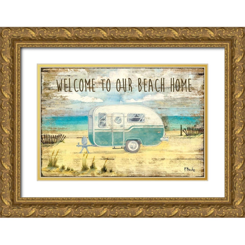 Beach Camping Gold Ornate Wood Framed Art Print with Double Matting by Brent, Paul
