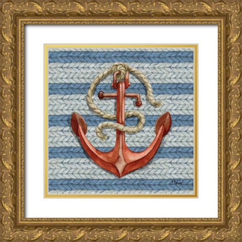 Nautical Basketweave III Gold Ornate Wood Framed Art Print with Double Matting by Brent, Paul