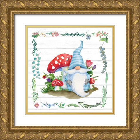 Spring Gnome II Gold Ornate Wood Framed Art Print with Double Matting by Brent, Paul