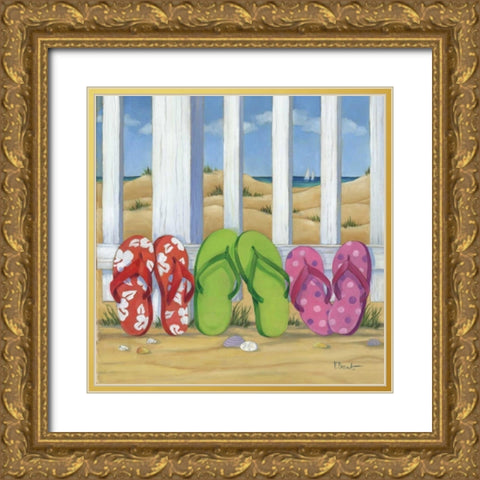 Flip Flop Beach I Gold Ornate Wood Framed Art Print with Double Matting by Brent, Paul