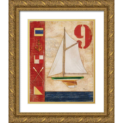 Model Yacht Collage I Gold Ornate Wood Framed Art Print with Double Matting by Brent, Paul