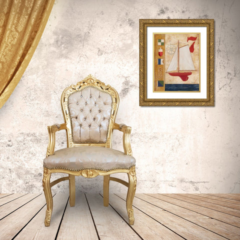 Model Yacht Collage III Gold Ornate Wood Framed Art Print with Double Matting by Brent, Paul
