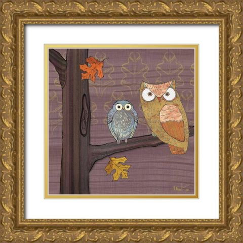 Awesome Owls IV Gold Ornate Wood Framed Art Print with Double Matting by Brent, Paul