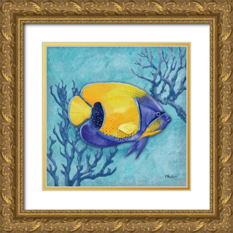 Azure Tropical Fish V Gold Ornate Wood Framed Art Print with Double Matting by Brent, Paul