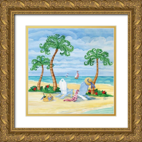 Whimsy Bay Chairs I Gold Ornate Wood Framed Art Print with Double Matting by Brent, Paul