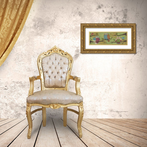 Fantasy Owls Family II Gold Ornate Wood Framed Art Print with Double Matting by Brent, Paul