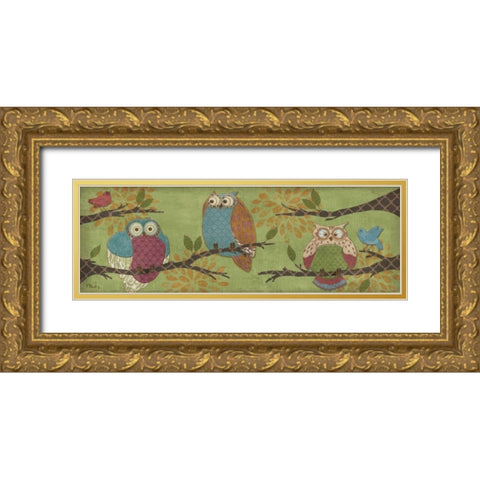 Fantasy Owls Family II Gold Ornate Wood Framed Art Print with Double Matting by Brent, Paul