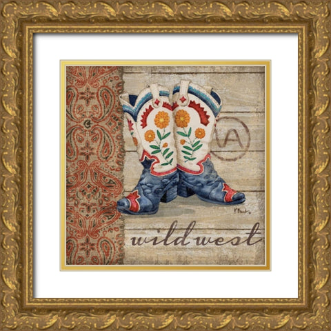 Wild West Boots IV Gold Ornate Wood Framed Art Print with Double Matting by Brent, Paul