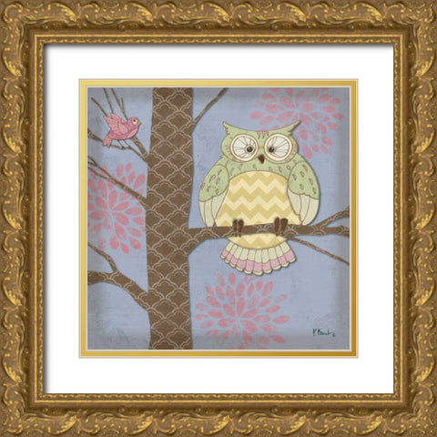 Pastel Fantasy Owls I Gold Ornate Wood Framed Art Print with Double Matting by Brent, Paul