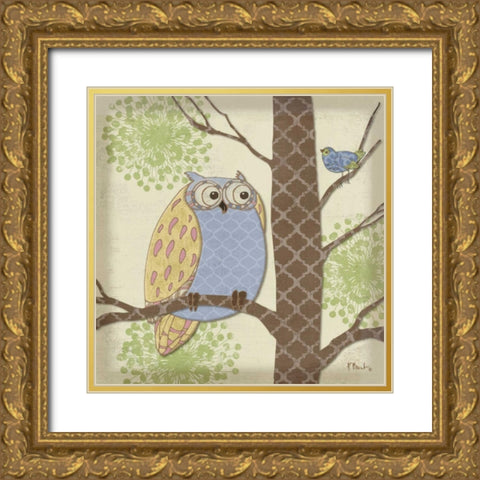 Pastel Fantasy Owls II Gold Ornate Wood Framed Art Print with Double Matting by Brent, Paul