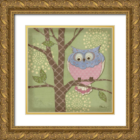 Pastel Fantasy Owls III Gold Ornate Wood Framed Art Print with Double Matting by Brent, Paul