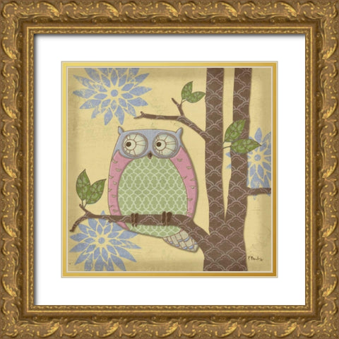 Pastel Fantasy Owls IV Gold Ornate Wood Framed Art Print with Double Matting by Brent, Paul