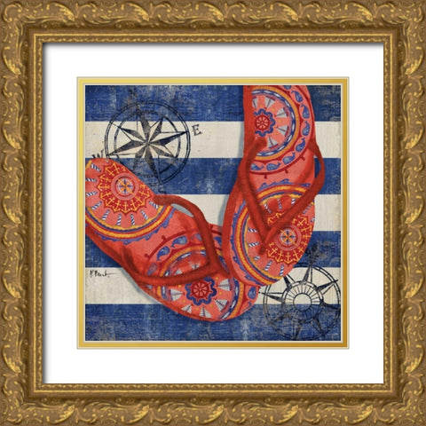 Nautical Flip Flops I Gold Ornate Wood Framed Art Print with Double Matting by Brent, Paul