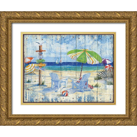 Beach Signs I Gold Ornate Wood Framed Art Print with Double Matting by Brent, Paul
