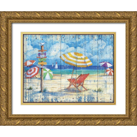 Beach Signs II Gold Ornate Wood Framed Art Print with Double Matting by Brent, Paul