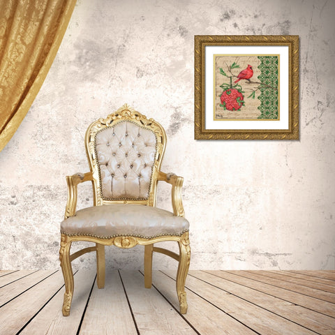 Burlap Holiday IV Gold Ornate Wood Framed Art Print with Double Matting by Brent, Paul