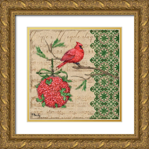 Burlap Holiday IV Gold Ornate Wood Framed Art Print with Double Matting by Brent, Paul
