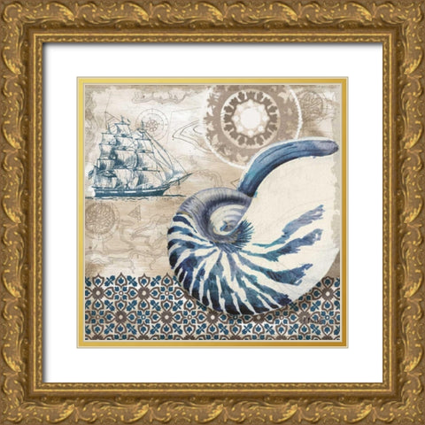 Tide Pool Shells I Gold Ornate Wood Framed Art Print with Double Matting by Brent, Paul