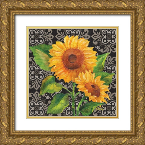 Sunflower Chic I Gold Ornate Wood Framed Art Print with Double Matting by Brent, Paul